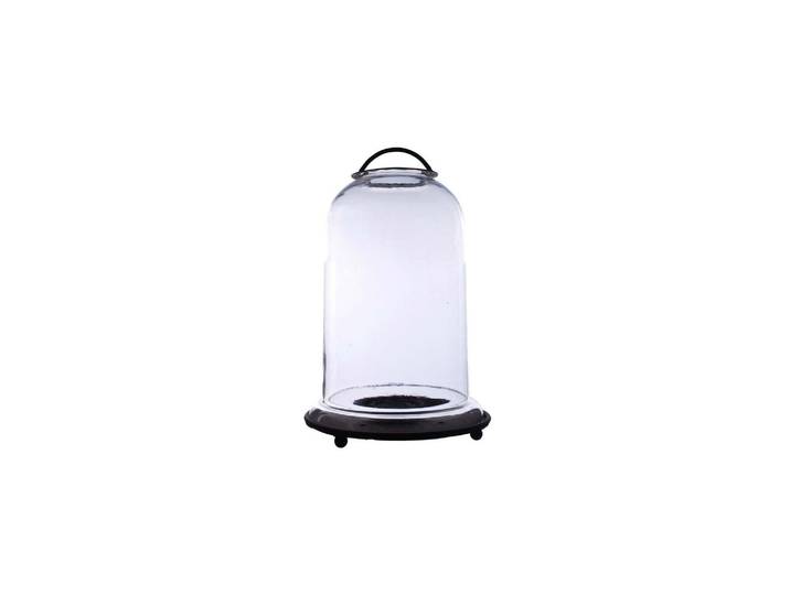 Grand photophore en verre transparent, forme cloche, pour bougies