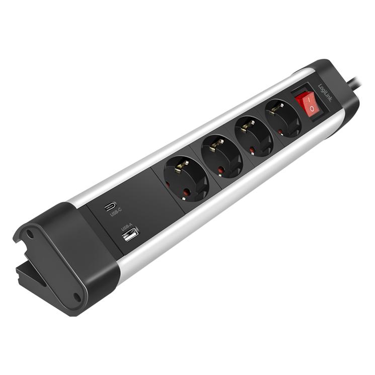 LogiLink Prüfen (4x, CEE 7/3, USB-A, USB-C, 1.50 m) (LPS278U)