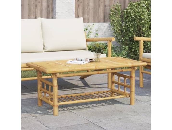 HEFZGDB Bambus Couchtisch 110x55x45 cm mit Stauraum und Stabiler Tischplatte für Innen- und Außenbereich, langlebig wasserbeständig Latten-Design Wohnzimmer Möbel