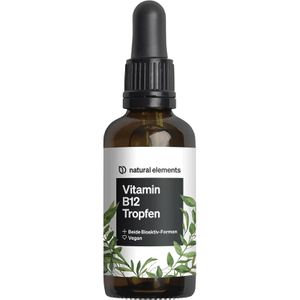 natural-elements Vitamin-B 50 ml, 900 Tropfen, Vitamin B12, vegan, hochdosiert, 1 Tropfen täglich = 500 µg