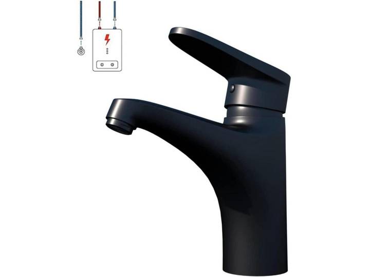 Waschtischarmatur Niederdruck Schwarz Messing mit Wassersparfunktion, Metall, 19x7x25 cm, Badezimmer, Waschbecken & Armaturen, Armaturen
