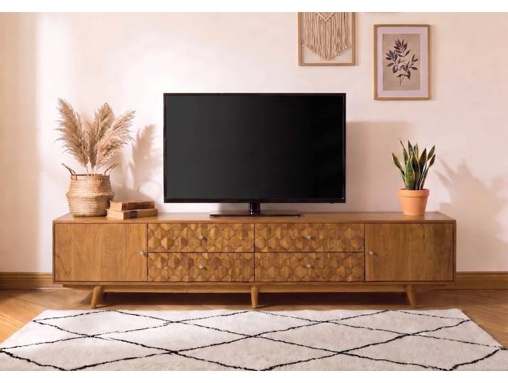 TV-Board Akazie 220x40x49 natur lackiert MOSAYK #120