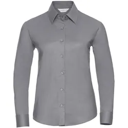 Russell Collection Klassische Oxford Bluse  Langarm, silver, 3XL