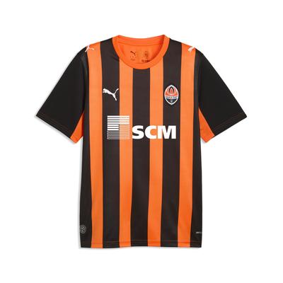 Trainingsshirt PUMA "Shakthar Donetsk 26/27 Heimtrikot Herren", Herren, Gr. L, rickie orange schwarz, Obermaterial: 100% Polyester. Rippe: 100% Polyester, gestreift, regular fit, Rundhals, Shirts