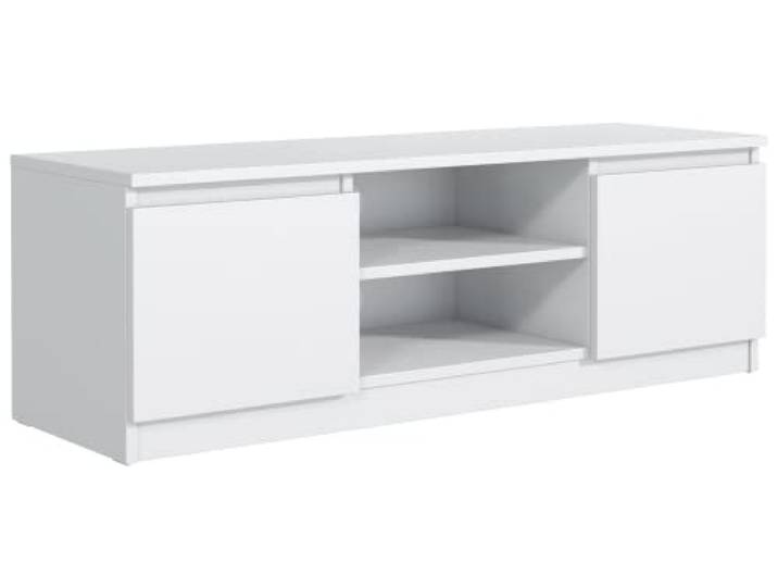 meble masztalerz TV Schrank Weiß Matt mit 2 Ablagen und 2 Türen, 140 cm, Lowboard, Stehender RTV Schrank, Wohnzimmer Möbel