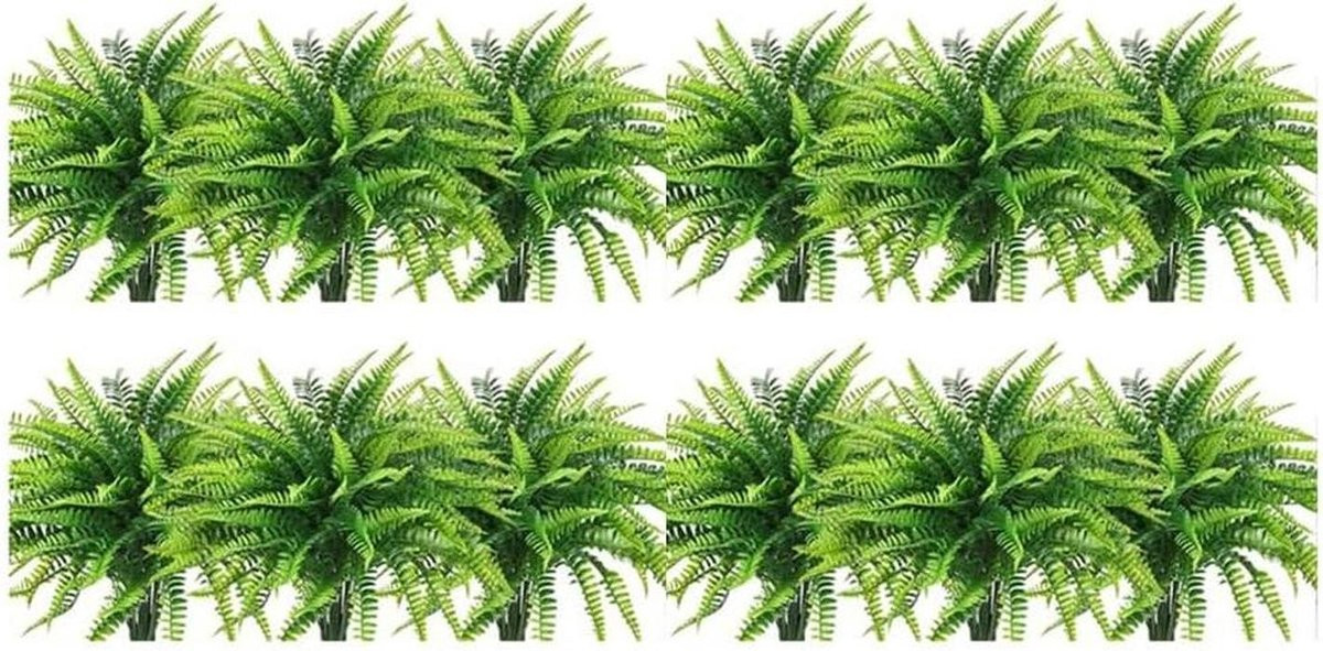 Set van 12 UV-bestendige kunstmatige varens voor buiten decoratie - Groen