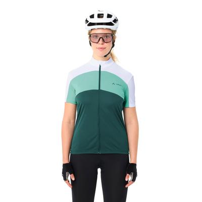 Radtrikot VAUDE "WOMEN'S MATERA FZ TRICOT", Damen, Gr. 40, grün (deep pond), Obermaterial: 100% Polyester, ohne Ausschnitt, normaler Saum, Trikots, für Radsport, mit zwei Rückentaschen, mit Stehkragen, atmungsaktiv