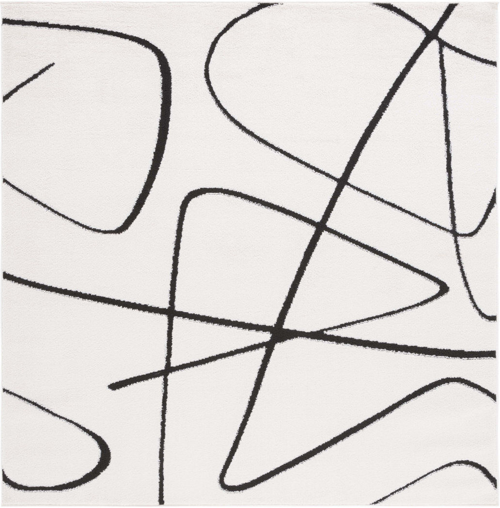 Blue Elephant Abstract Area Rug Ivory/Black Square 160 cm