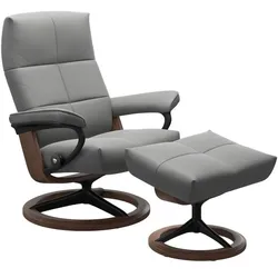 Stressless Sessel mit Hocker David Signature Leder Grau Batick Wild Dove M (Medium)
