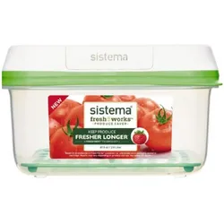 Sistema FreshWorks Quadratisch Box (e), Vorratsbehälter, Grün, Transparent, Weiss