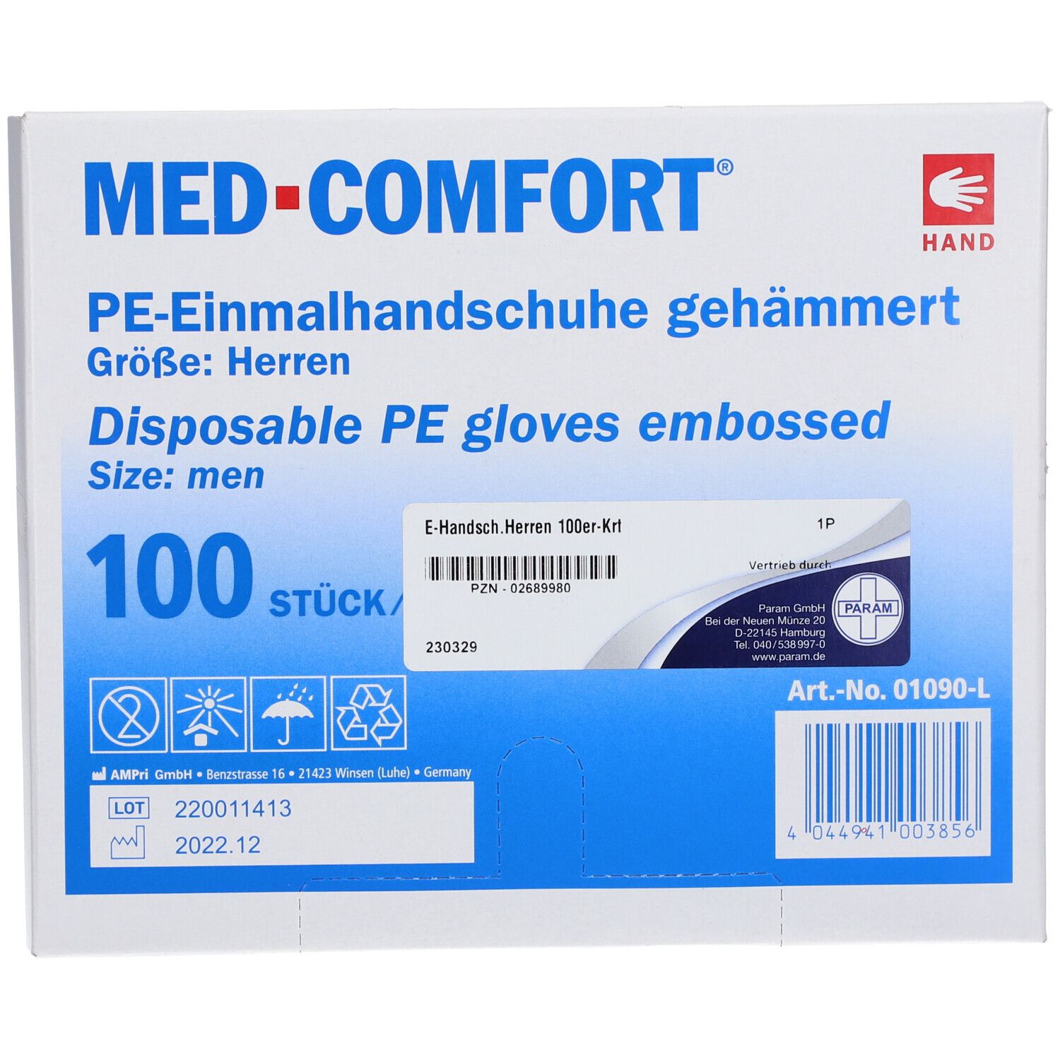 Handschuhe Einmal f.Herren Karton 100 St