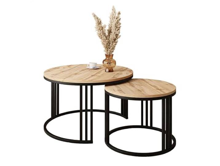 Lookway Couchtisch Lori LOFT 2in1 mit Tischplatte in Eiche-Dekor (Wotan Eiche/schwarzes Gestell)