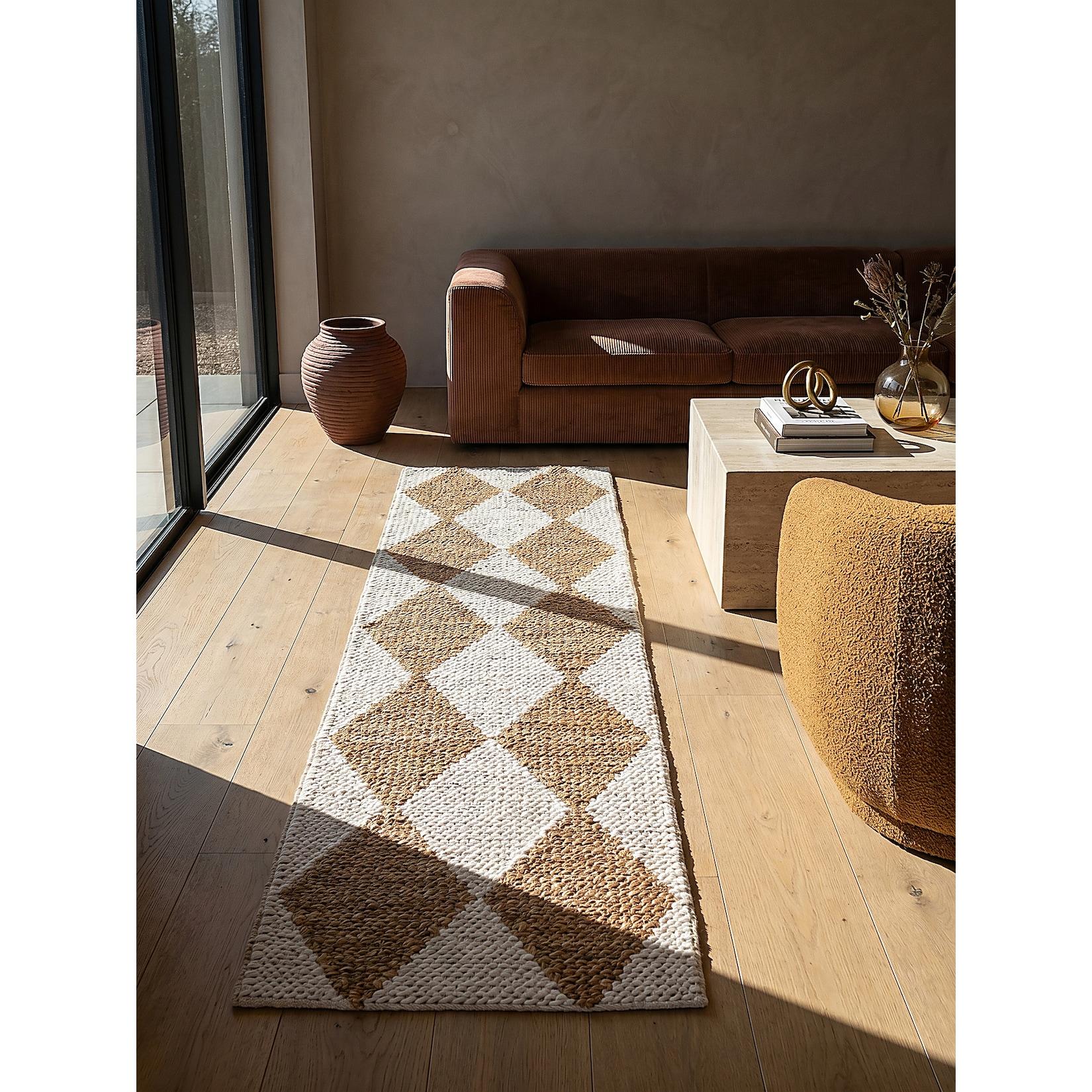 Läufer Rauten Beige 60 x 230 cm - BAIN Kadima Design