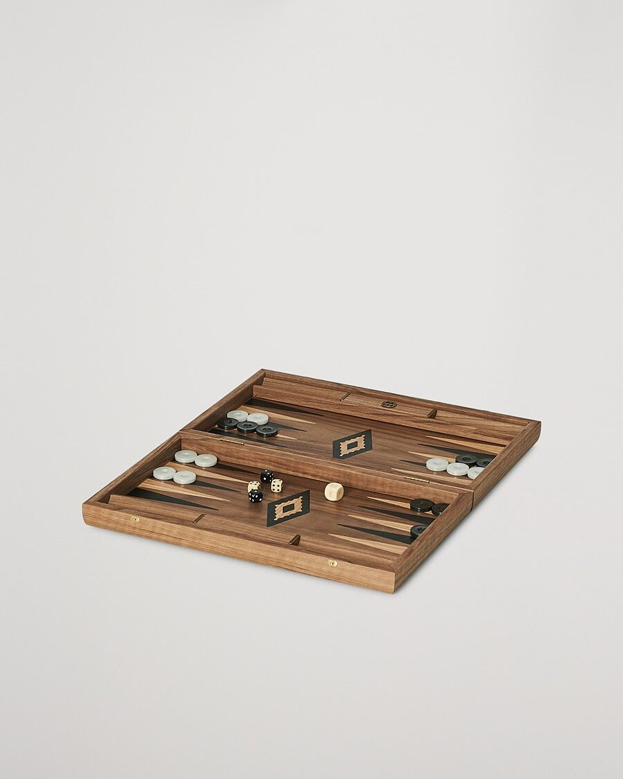 Manopoulos American Walnut Backgammon With Side Racks