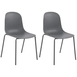 CLP 2er Set Stapelstuhl Hardin, mit ergonomischer Kunststoffschale und stabilem Metallgestell, geeignet für Esszimmer, Konferenzraum und Küche