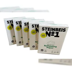 Steinbeis No. 1 Druckerpapier– DIN A4 Recycling-Papier 80 g/m2, Weiß & Chlorfrei, 2500 (5 x 500) Blatt hochwertiges Kopierpapier ISO 70 / CIE 55