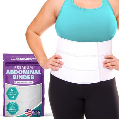 Bariatric Surgery Abdominal Binder 9 Inch by BraceAbility in White (Size 3XL)