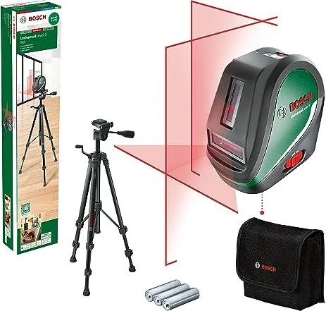 BOSCH Kreuzlaser AKU UniversalLevel 3, Stativ TT 150 0.603.663.905 (3× AA)