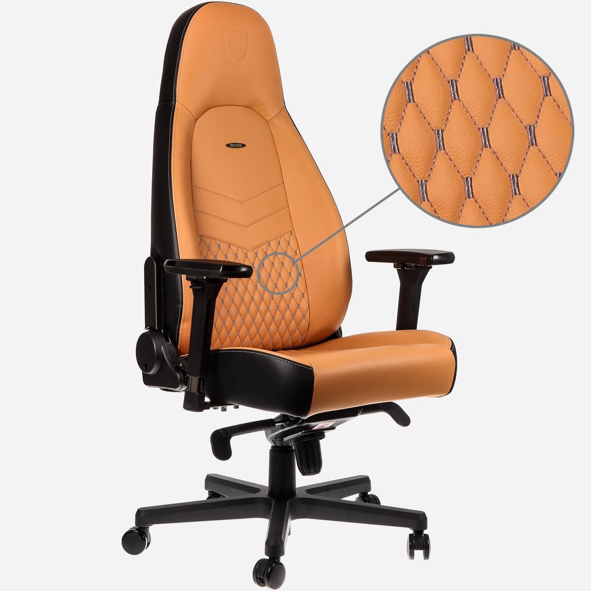 Noblechairs ICON Series leren gamestoel - Cognac/Zwart (Echt Leder)
