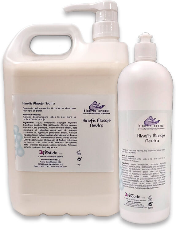 Kinefis Creme Massagem Neutra 5 Kg (garrafa com dispensador) + 1 Bote de Creme Massagem Neutra 1 Litro de PRESENTE