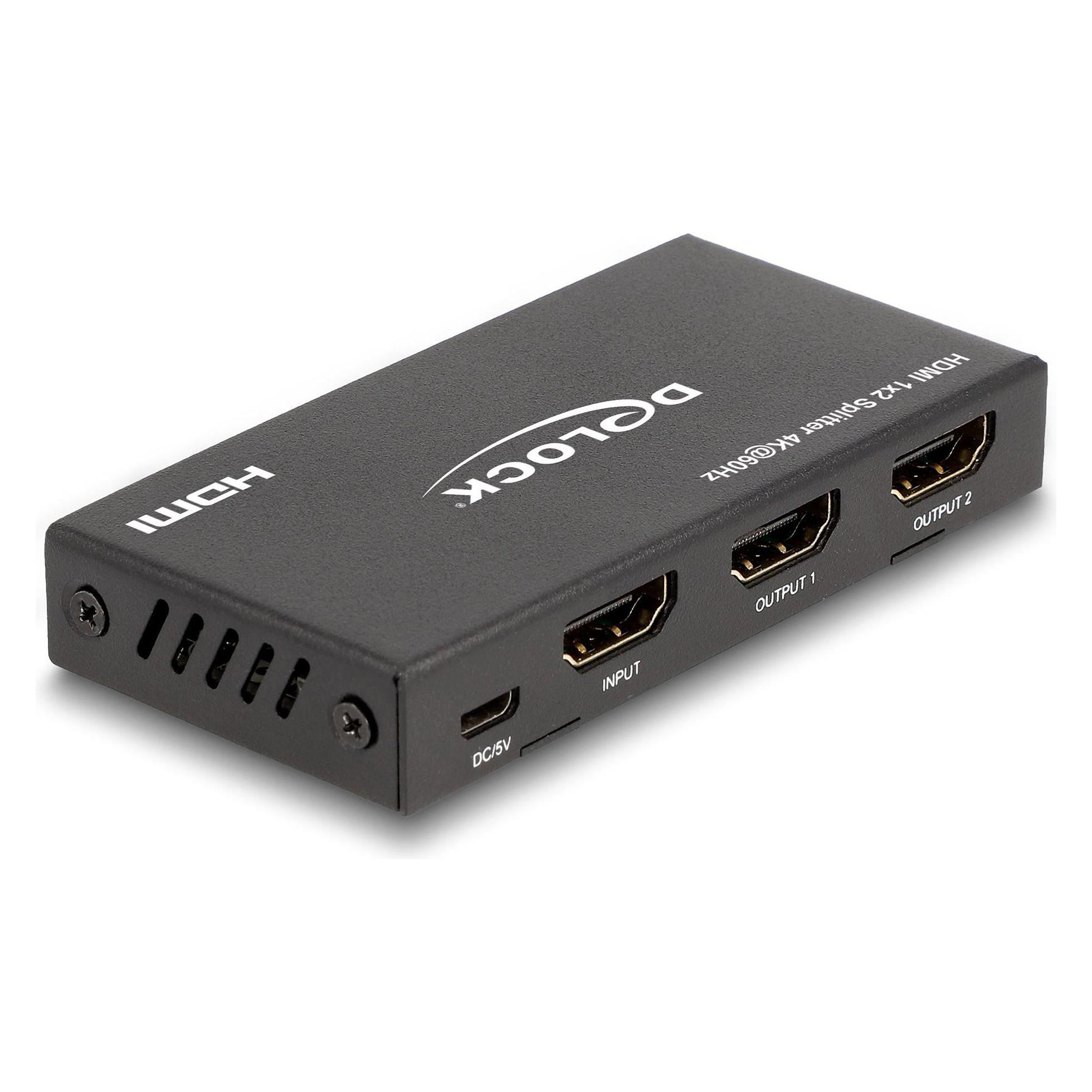 Delock HDMI Splitter 1 x HDMI in zu 2 x HDMI out 4K 60 Hz mi (18651)
