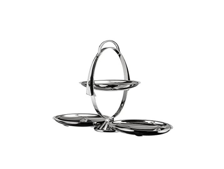 Alessi Anna Gong AM37 - Klappbare Design-Etagere, Stahl 18/10, glänzend Klappbare Etagere, entworfen von Alessandro Mendini, glänzend, zum Servieren von Obst und Süßem auf drei Ebenen