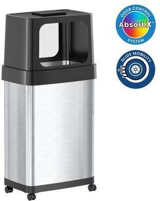iTouchless 18 Gallon / 68 Liter Dual Openings Kitchen Trash Can with Wheels and Odor Filter