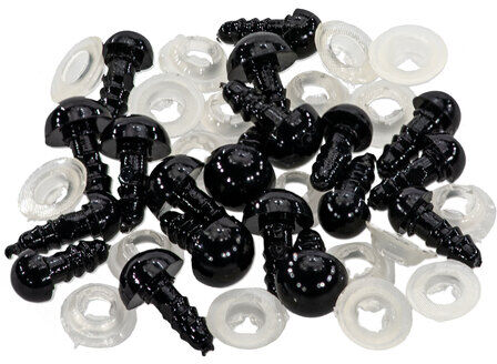 Tieraugen, schwarz, 10 + 12 mm, 20 Stück