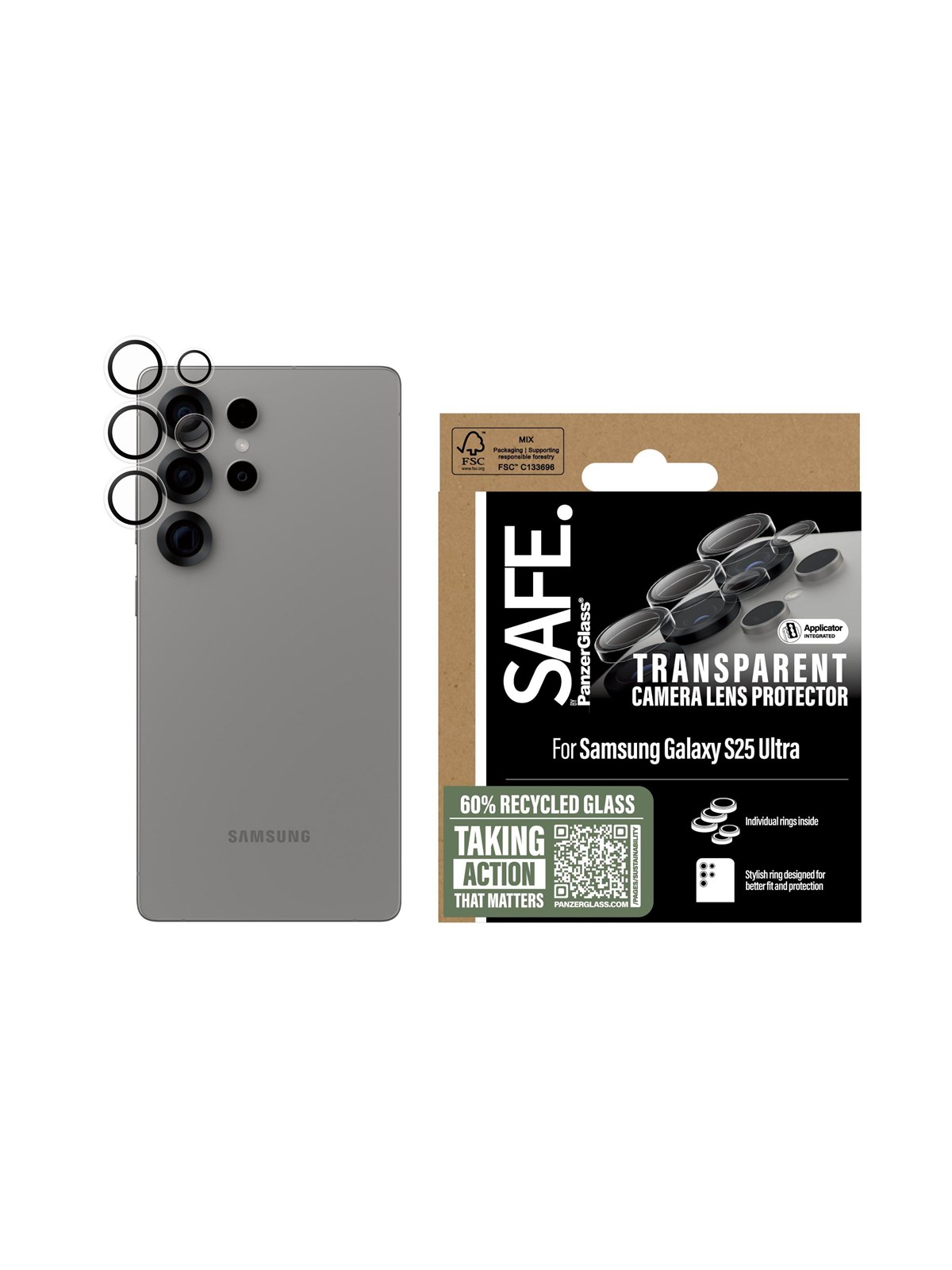 SAFE by PanzerGlass Camera Lens Protector Transparent Samsung Galaxy S25 Ultra