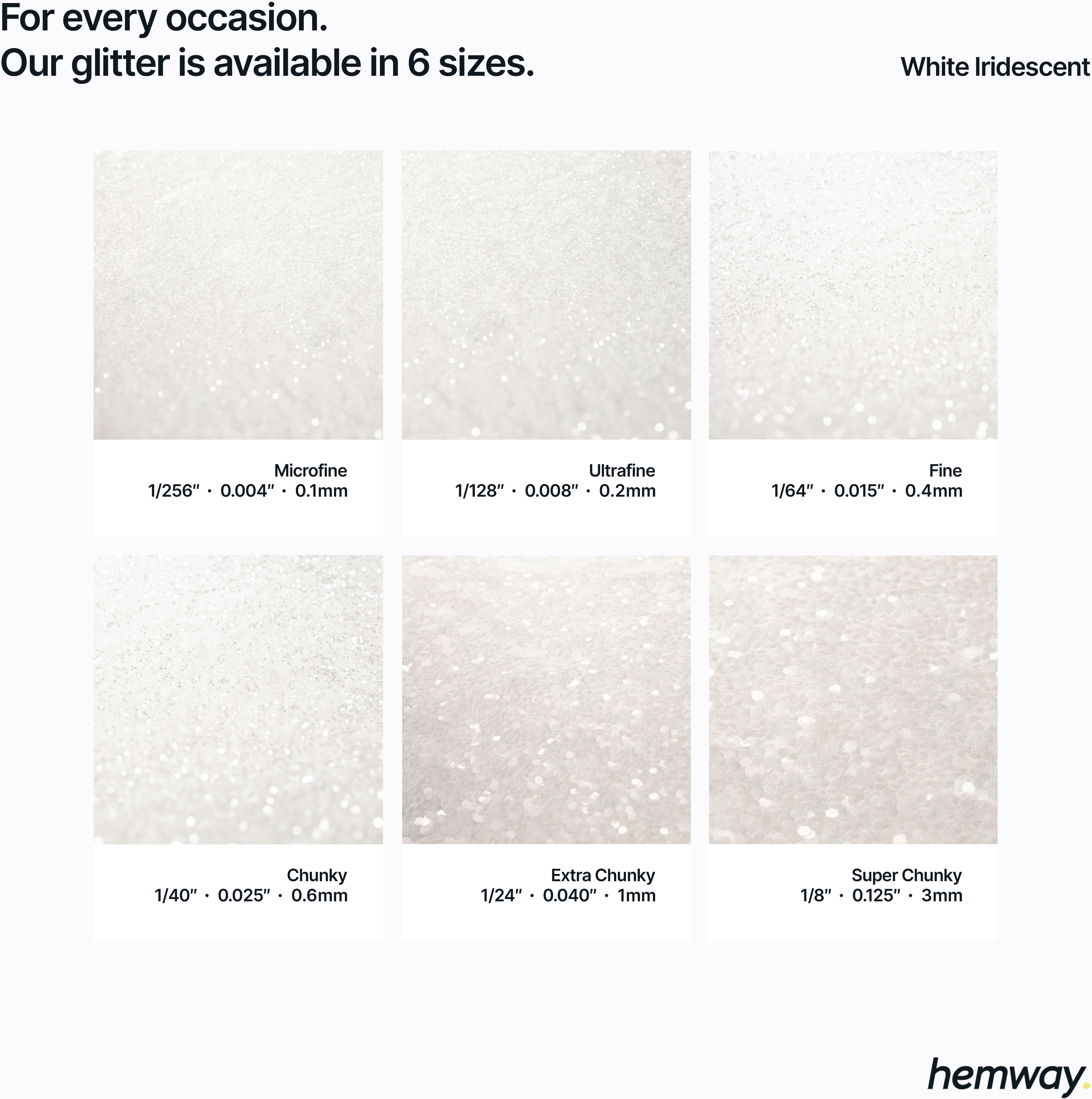 Hemway Epoxy Resin Glitter 100g / 3.5oz   White Iridescent   Polyurethane   Tumblers   Flooring - White Iridescent - Fine 100g