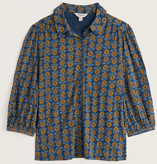 Seasalt 3/4 Embrace Shirt Marigold Sketch Marine