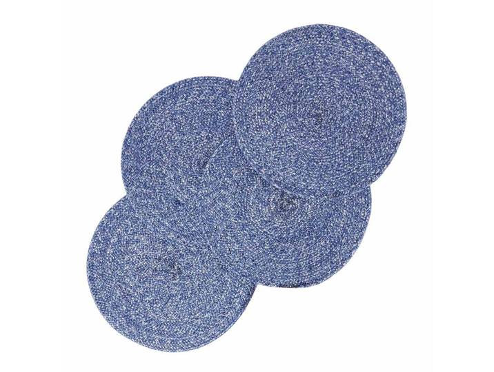 TISCHSET blau im 4er-Set, Platzsets rund geflochten, 40 cm