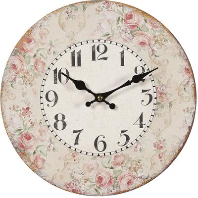 Wanduhr AMBIENTE HAUS "Rosen Wanduhr 28cm", rosa, B:28cm H:28cm T:3,5cm, Wanduhren, Wanduhr