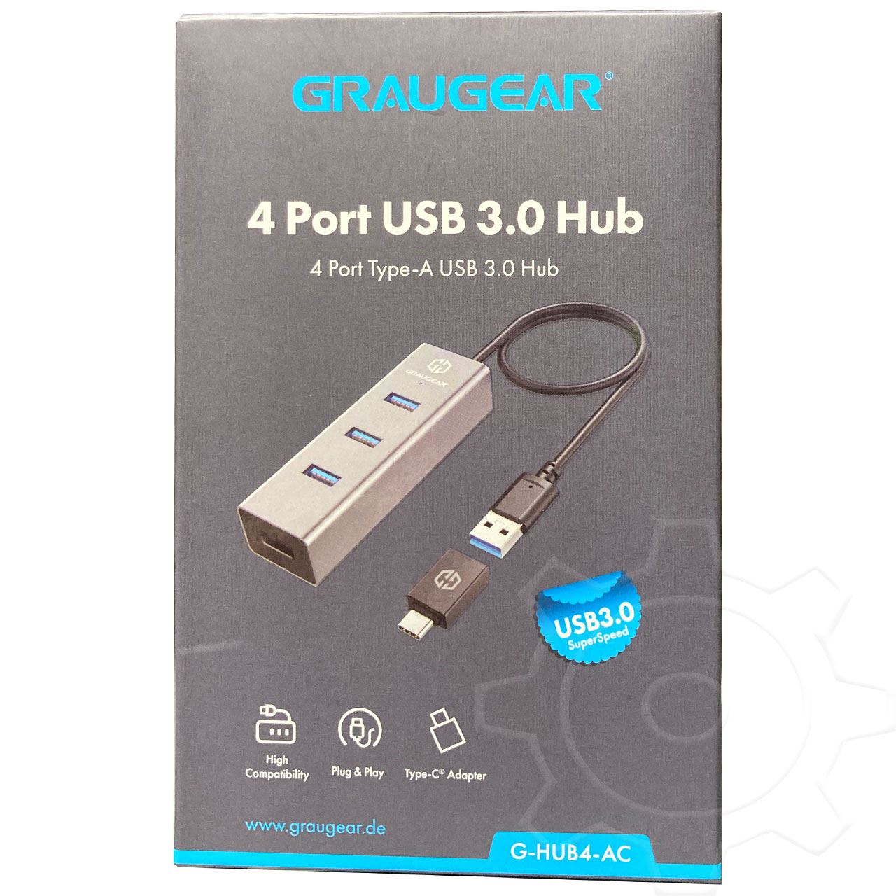 Graugear USB-HUB 4x USB 3.0 Ports Type-A retail