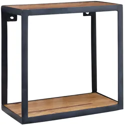 WANDREGAL Massivholz Metall Industrial Stil 35x18x35 cm Quadratisch