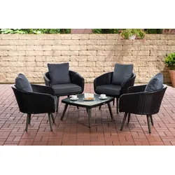 Lounge-Set Ameland Flachrattan eisengrau 45 cm (Dunkelgrau)