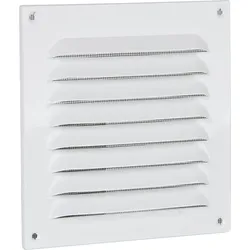 Wetterschutzgitter,Alu weiß 300x300 mm mit Insektenschutz Schrauben und Dübeln
