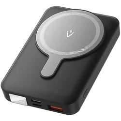Vention 10000mAh Magnetic Wireless Power Bank (USB-C + Lightning + USB-C + USB-A +Wireless) 22.5W Black LED (10000 mAh, 22.50 W, 38.50 Wh), Powerbank, Schwarz