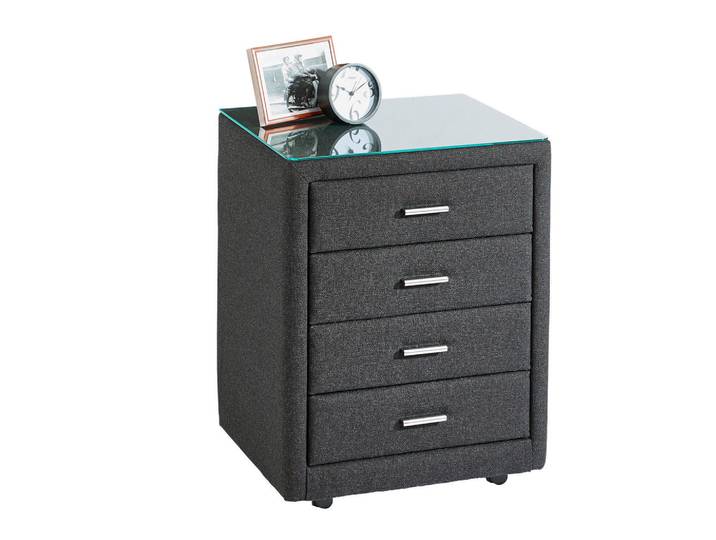 Dieter Knoll Nachtschrank, Schwarz, Glas, 4 Schublade(n) Schubladen, 50x64x41.5 cm, Schlafzimmer, Nachttische