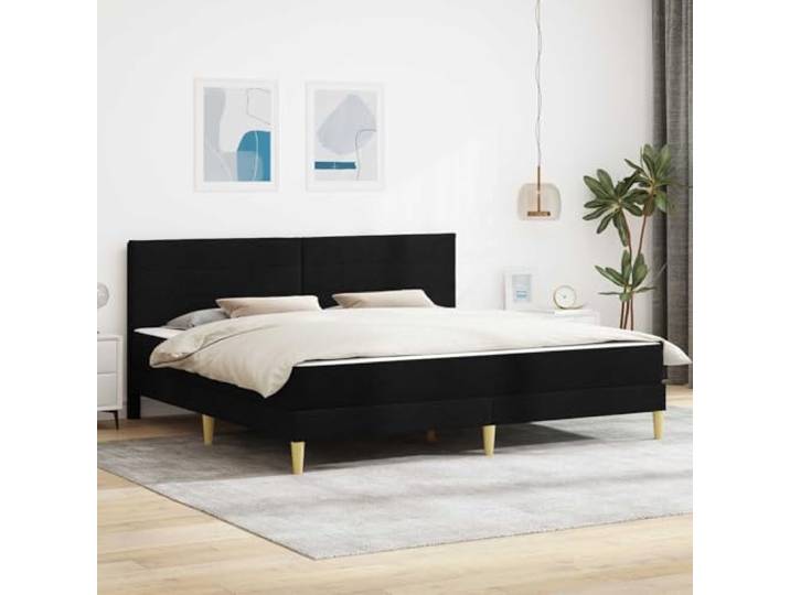 LPERTGFHU Bettrahmen 180 x 200 cm Schwarz, Polyester Gestell mit Matratze Inklusive Schaumstoffmatratze, Stabiles Sperrholz-Design