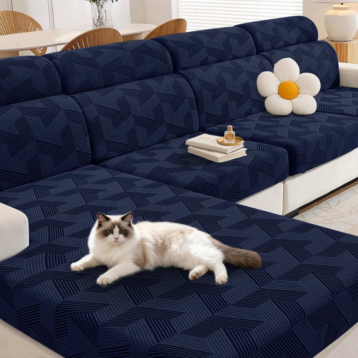 Omgoods Universele Elastische Sofa Kussenhoezen - Donkerblauw