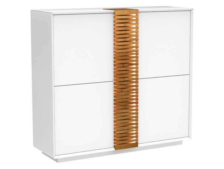 Highboard GIOVANNI 120/123/40 cm Weiss, Eichefarben