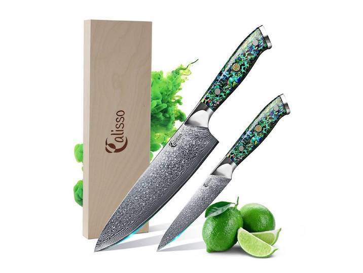 Calisso Messer-Set Küchenmesser Abalone Line Messerset (Starter-Set, 2-tlg), Damaststahl