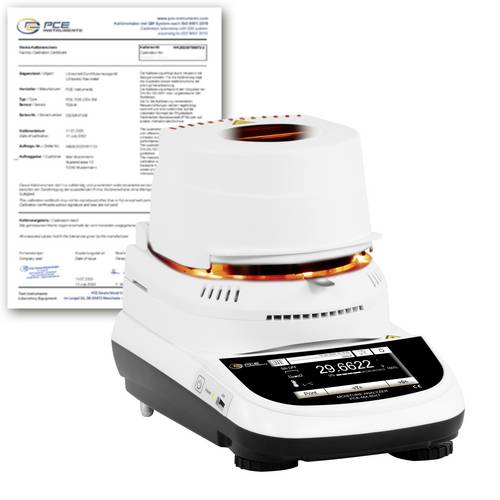 PCE Instruments Feuchtebestimmer PCE-MA 60XT-ICA inkl. ISO-Zertifikat bis 160°C |Auflösung 0,001% |Live-Grafik |ATRO %