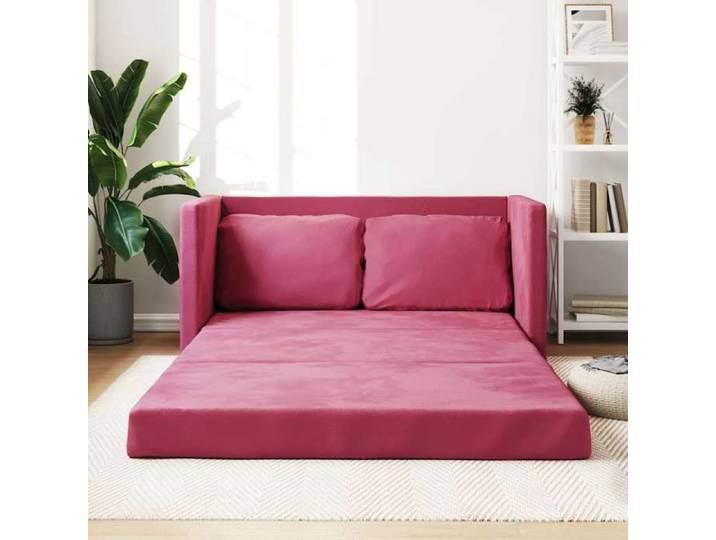 BEWI®Canapé-lit/Sofa Bed - 2 PERSONNES - clic-clac 2 en 1 rouge bordeaux 122x204x55 cm velours &FR55518
