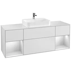 Villeroy und Boch Finion Waschtischunterschrank G451MTMT 160cm, Abdeckplatte white matt, Emotion, Regale White matt lacquer, White matt lacquer