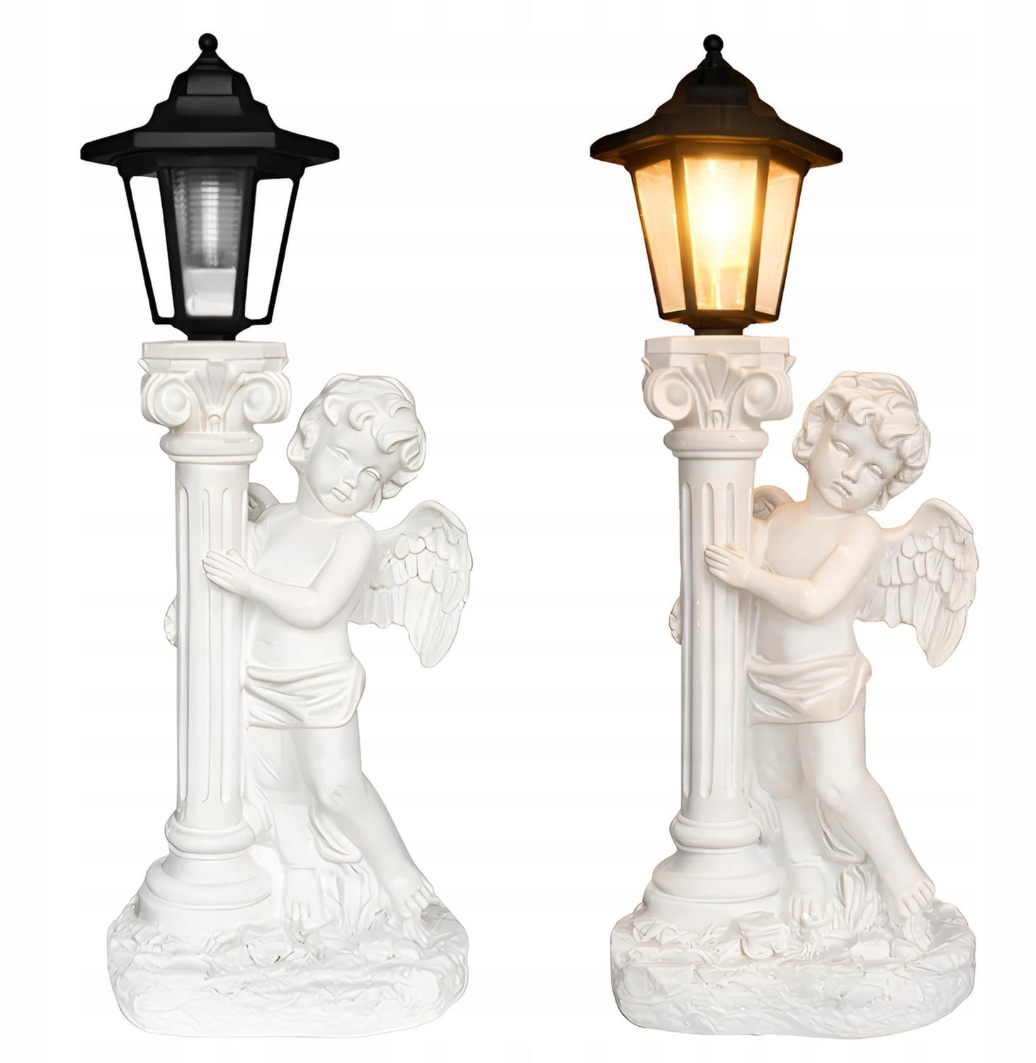 Merloze Zonne-Engel Figuur Kaarshouder Decoratie voor Graf en Tuin, 49 cm