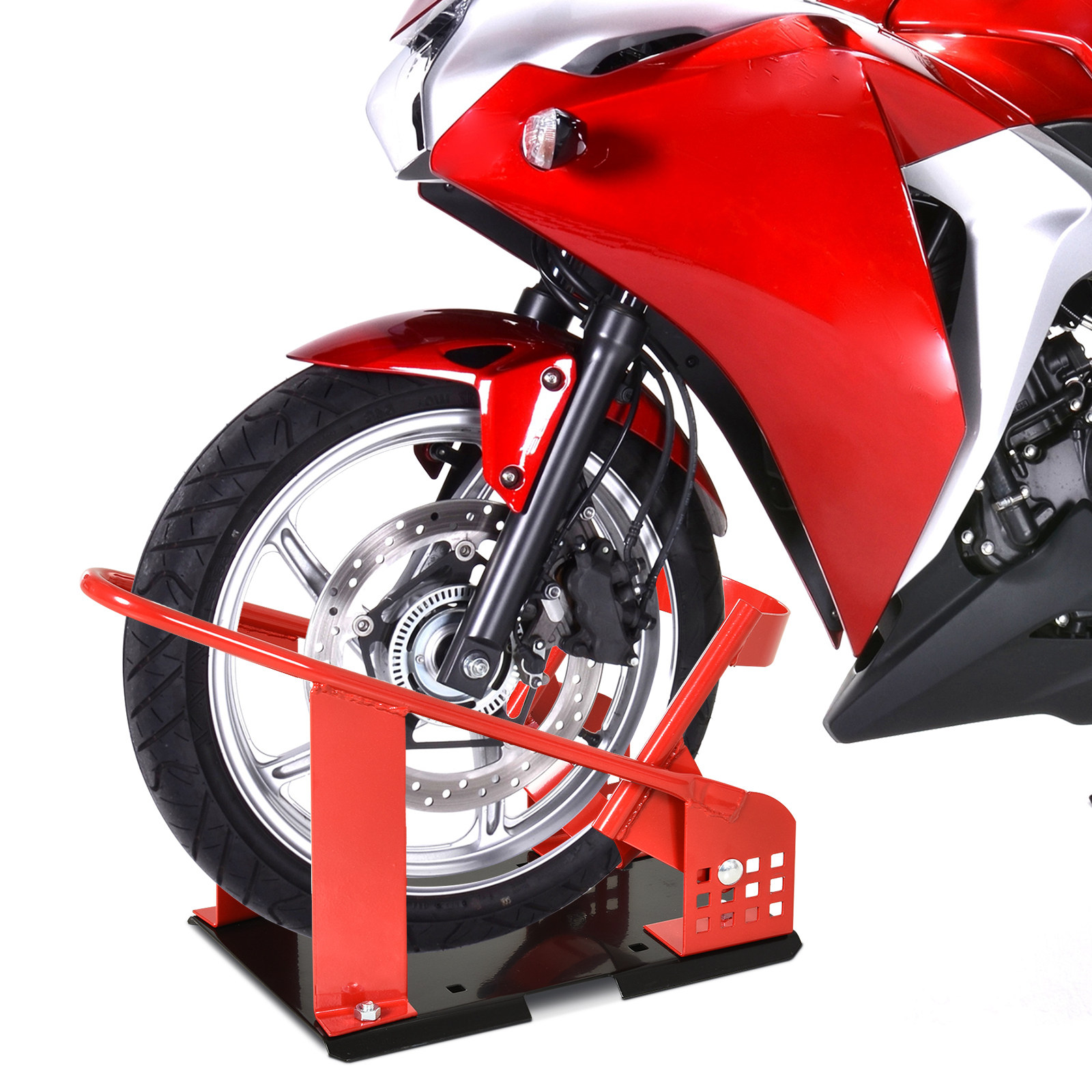 Homcom Cavalletto Alzamoto Anteriore in Metallo per Moto max 450kg con Sezioni Preforate, 27.5x51-69x34 cm Aosom