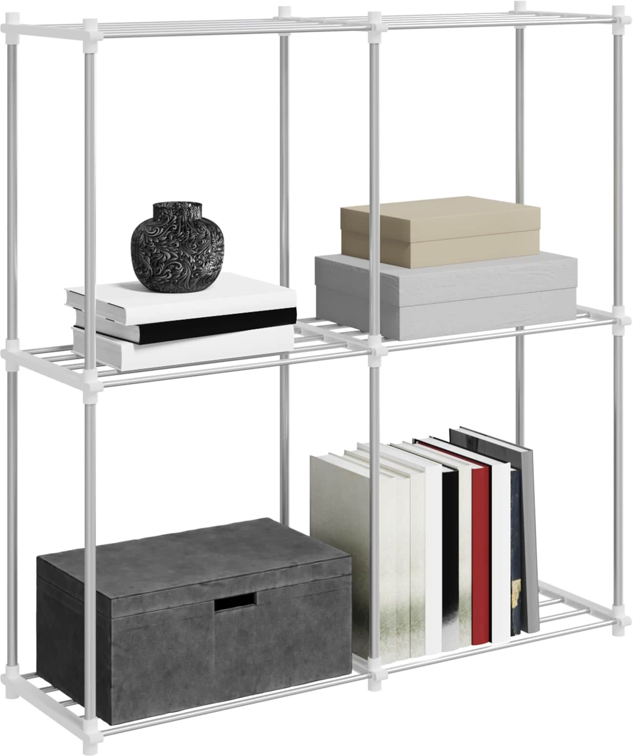 vidaXL Tubular Shelf avec stockage Blanc 86 x 27 x 90 cm Aluminium