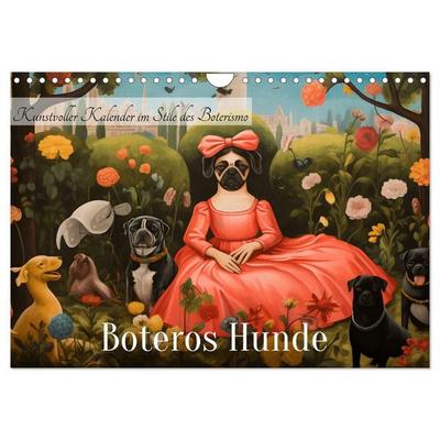 Boteros Hunde - Kunstvoller Kalender im Stile des Boterismo (Wandkalender 2027 DIN A4 quer), CALVENDO Monatskalender